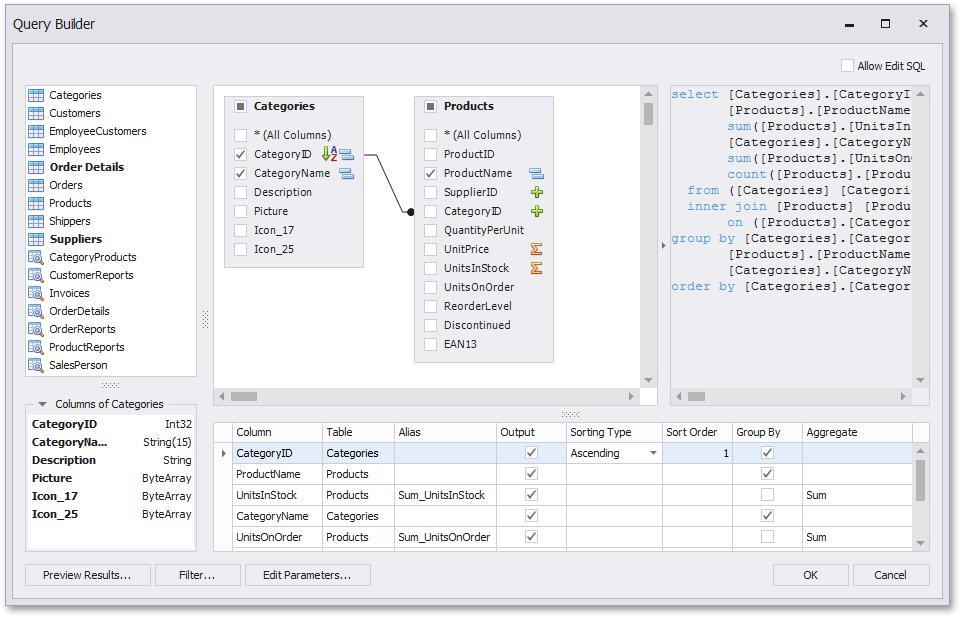 eurd-win-query-builder-diagram-overview